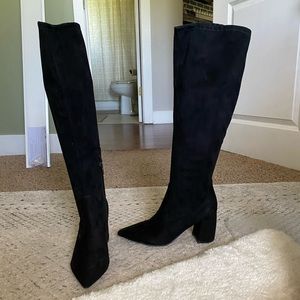 Knee High Black Heeled Boots by Marc Fisher